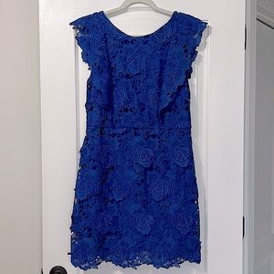 TOPSHOP Cobalt Blue Lace Flutter Sleeve Party Dress